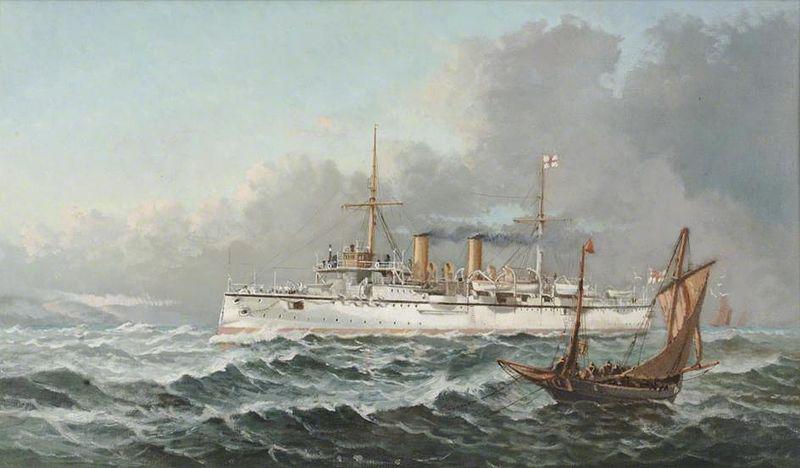 Henry J. Morgan HMS 'Bonaventure' Germany oil painting art